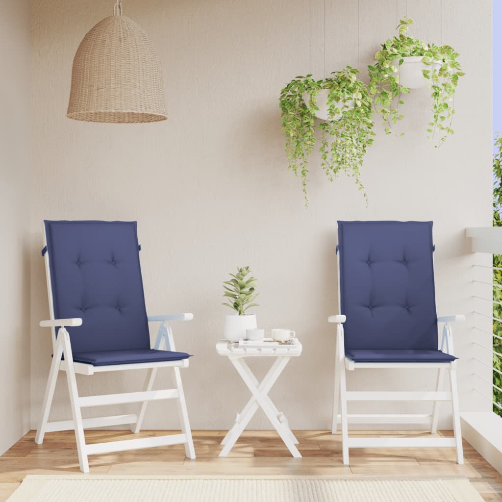 Highback Chair Cushions 2 pcs Navy Blue Fabric