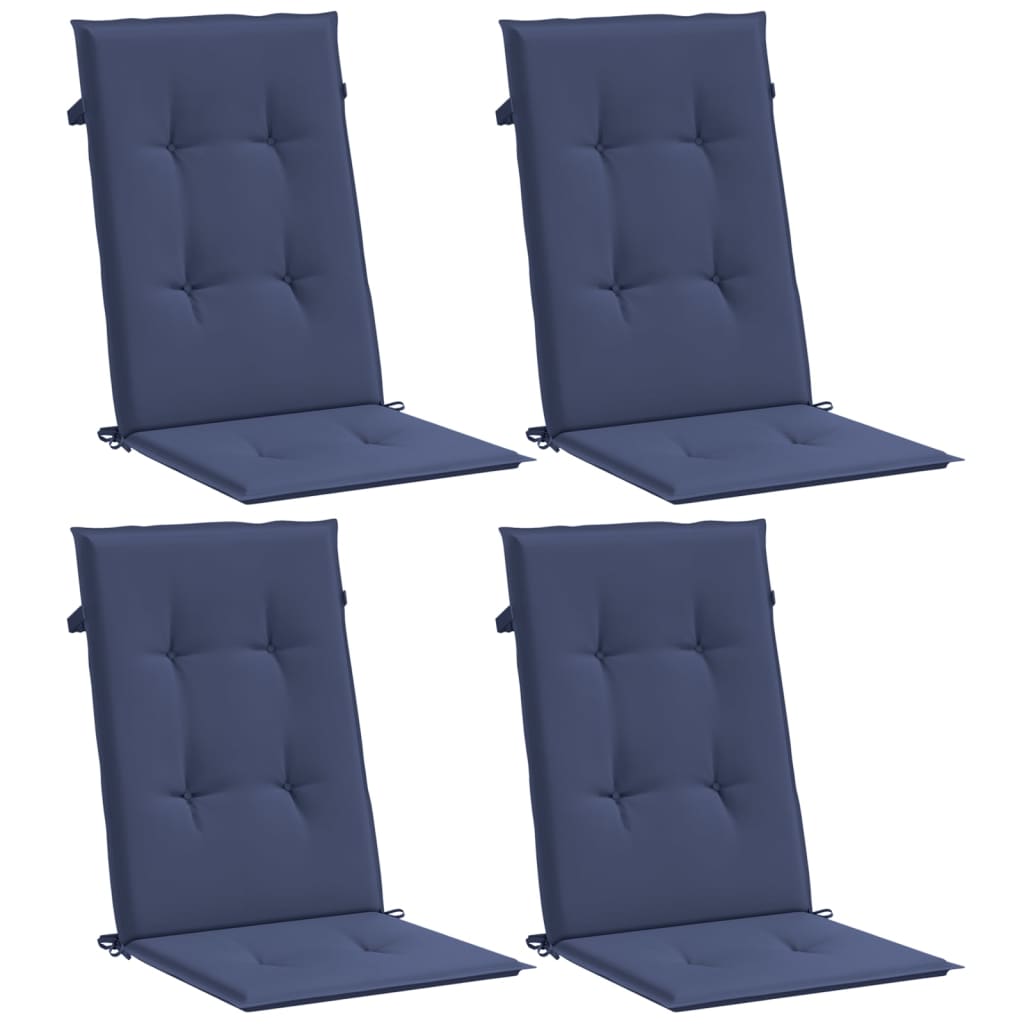 Highback Chair Cushions 4 pcs Navy Blue Fabric