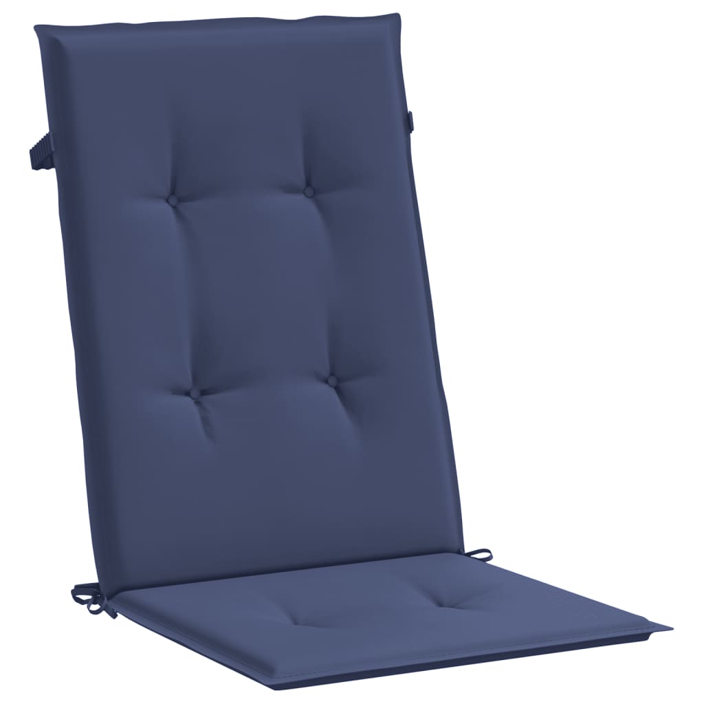 Highback Chair Cushions 4 pcs Navy Blue Fabric