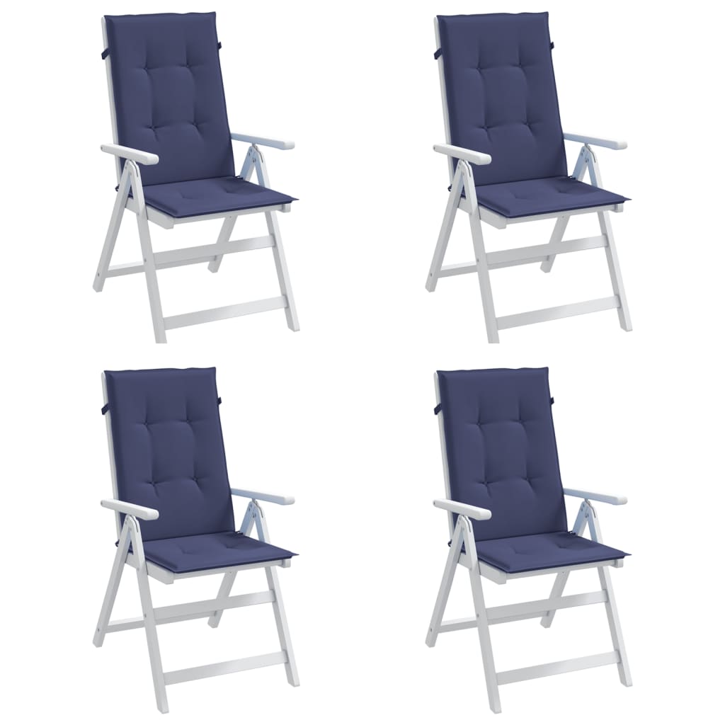 Highback Chair Cushions 4 pcs Navy Blue Fabric