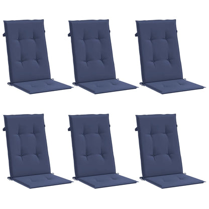 Highback Chair Cushions 6 pcs Navy Blue Fabric