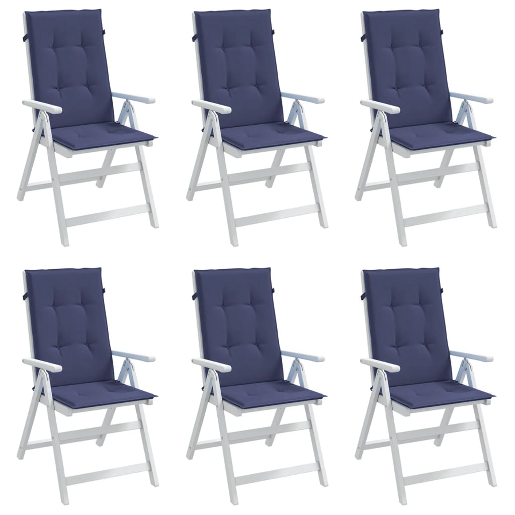 Highback Chair Cushions 6 pcs Navy Blue Fabric