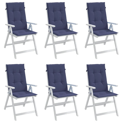 Highback Chair Cushions 6 pcs Navy Blue Fabric