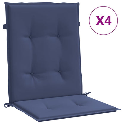 Lowback Chair Cushions 4 pcs Navy Blue Fabric