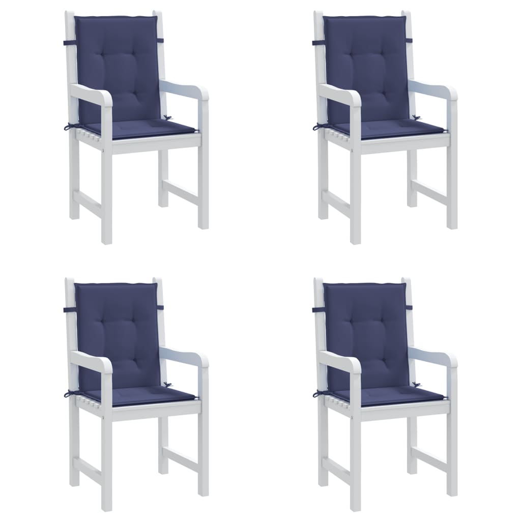 Lowback Chair Cushions 4 pcs Navy Blue Fabric