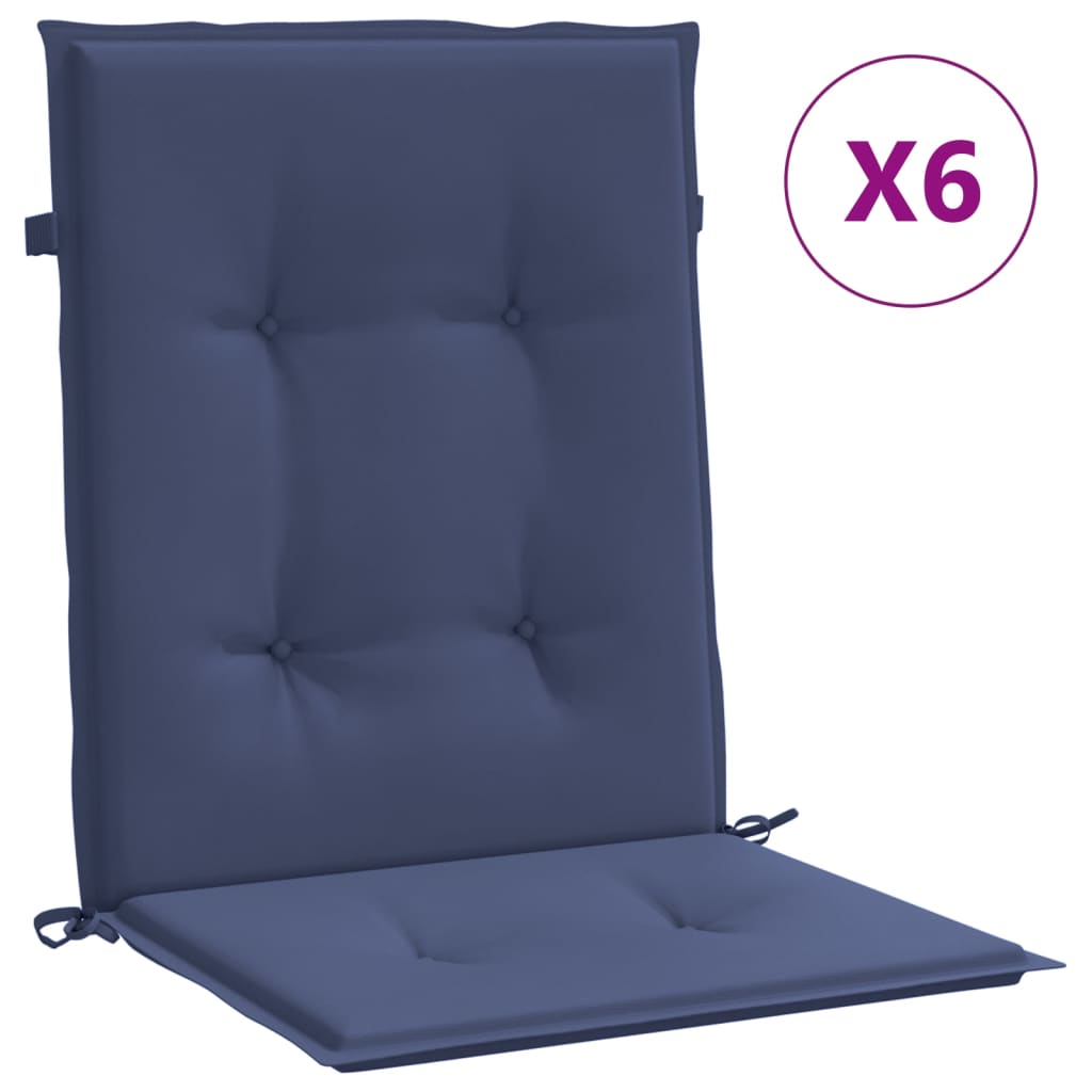 Lowback Chair Cushions 6 pcs Navy Blue Fabric