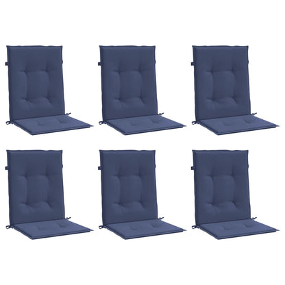 Lowback Chair Cushions 6 pcs Navy Blue Fabric