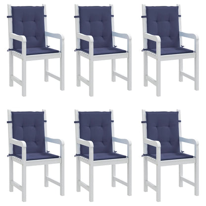 Lowback Chair Cushions 6 pcs Navy Blue Fabric