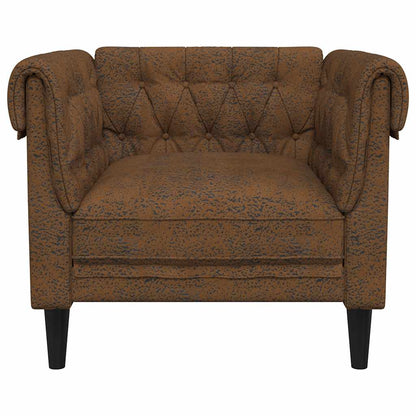 Chesterfield Sofa Chair Brown Fabric