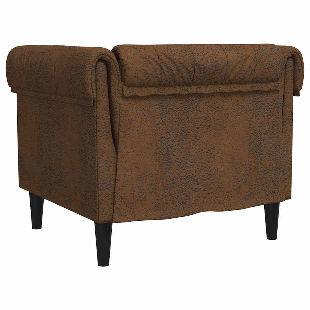 Chesterfield Sofa Chair Brown Fabric