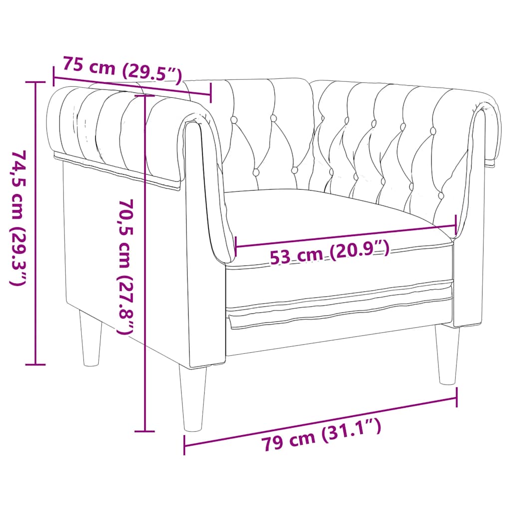 Chesterfield Sofa Chair Brown Fabric