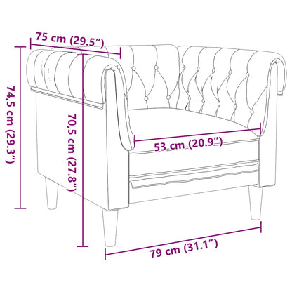 Chesterfield Sofa Chair Brown Fabric