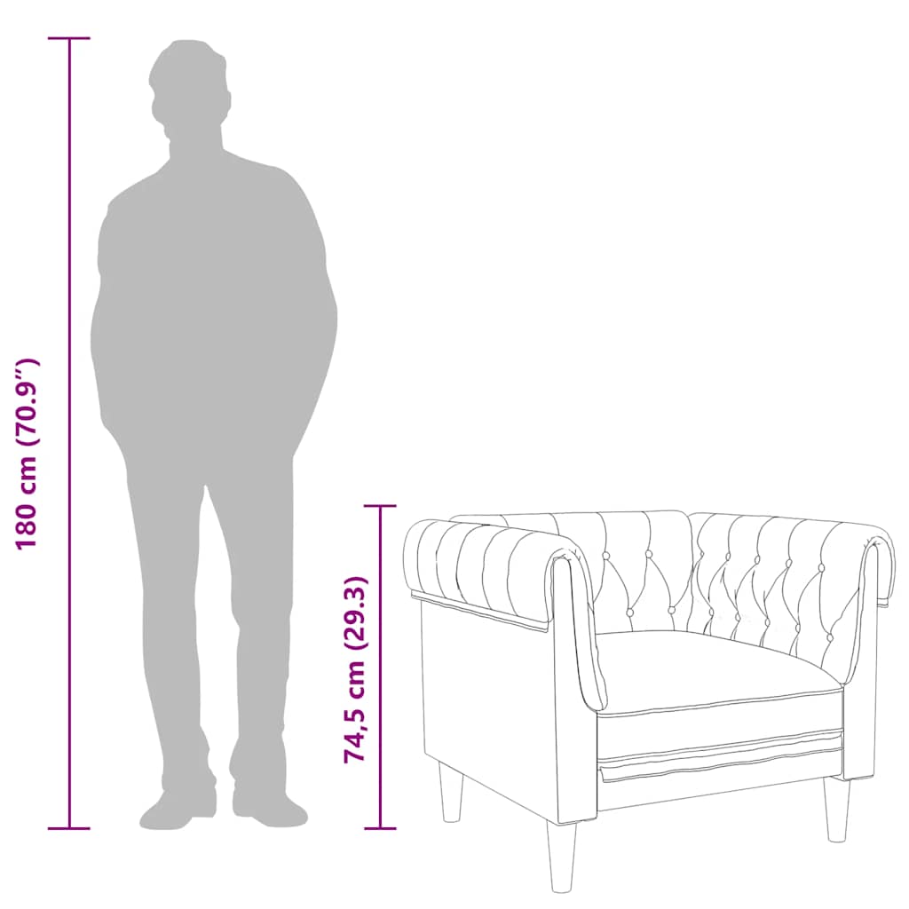 Chesterfield Sofa Chair Brown Fabric