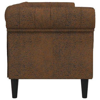 Chesterfield Sofa 3-Seater Brown Fabric
