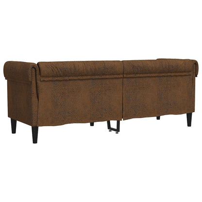 Chesterfield Sofa 3-Seater Brown Fabric