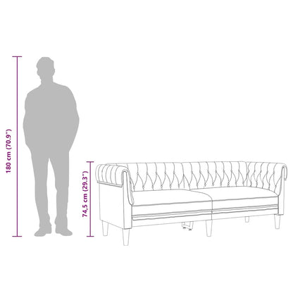 Chesterfield Sofa 3-Seater Brown Fabric