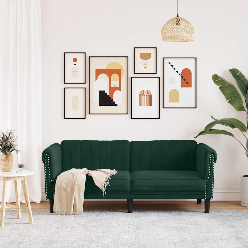 Sofa 2-Seater Dark Green Velvet