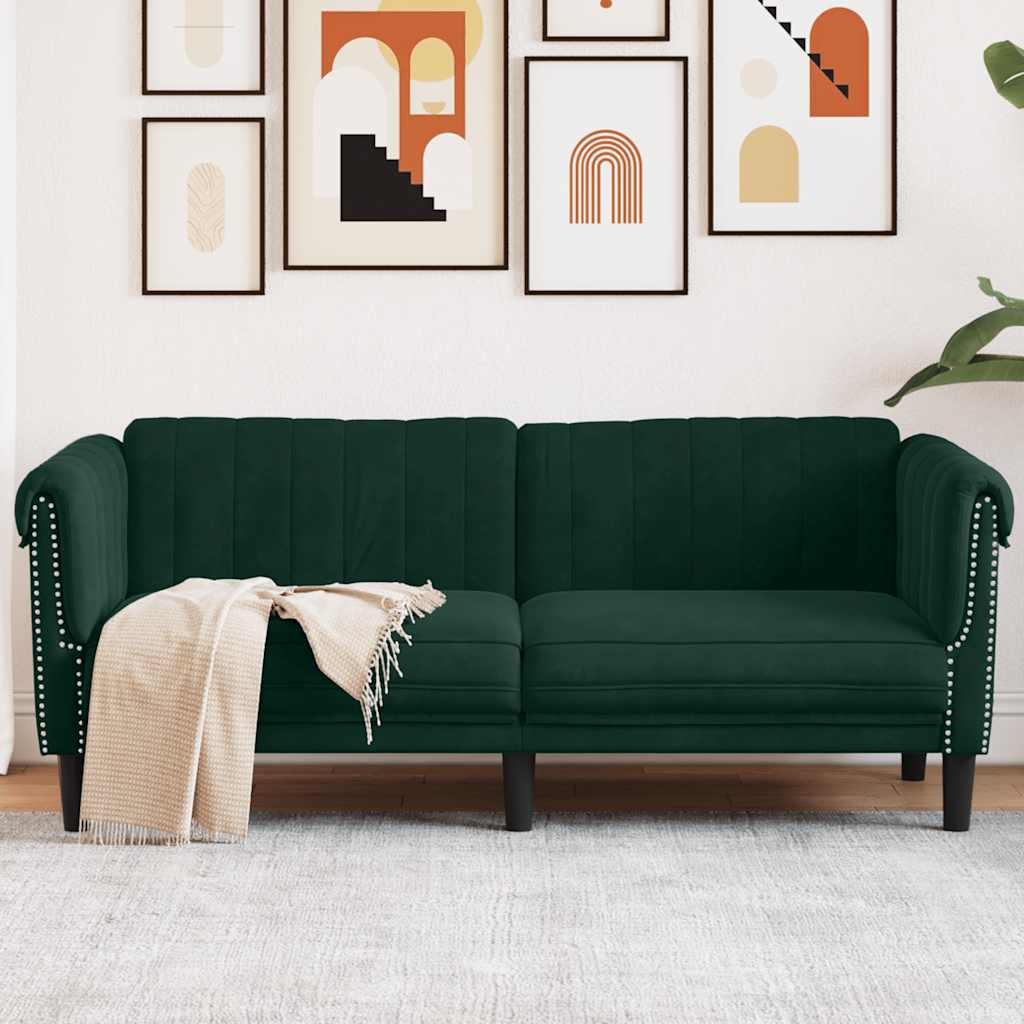 Sofa 2-Seater Dark Green Velvet