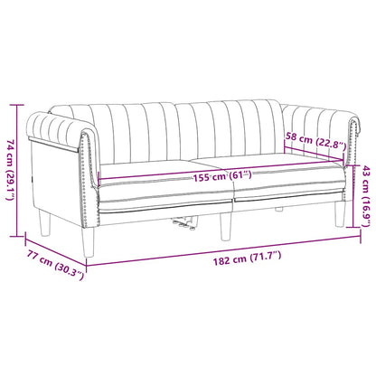 Sofa 2-Seater Brown Faux Suede Leather