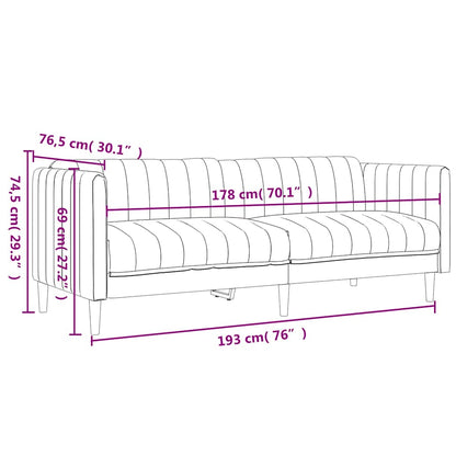 Sofa 3-Seater Black Fabric