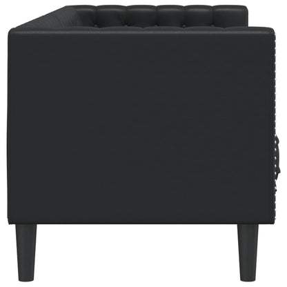 Chesterfield Sofa 3-Seater Black Faux Leather