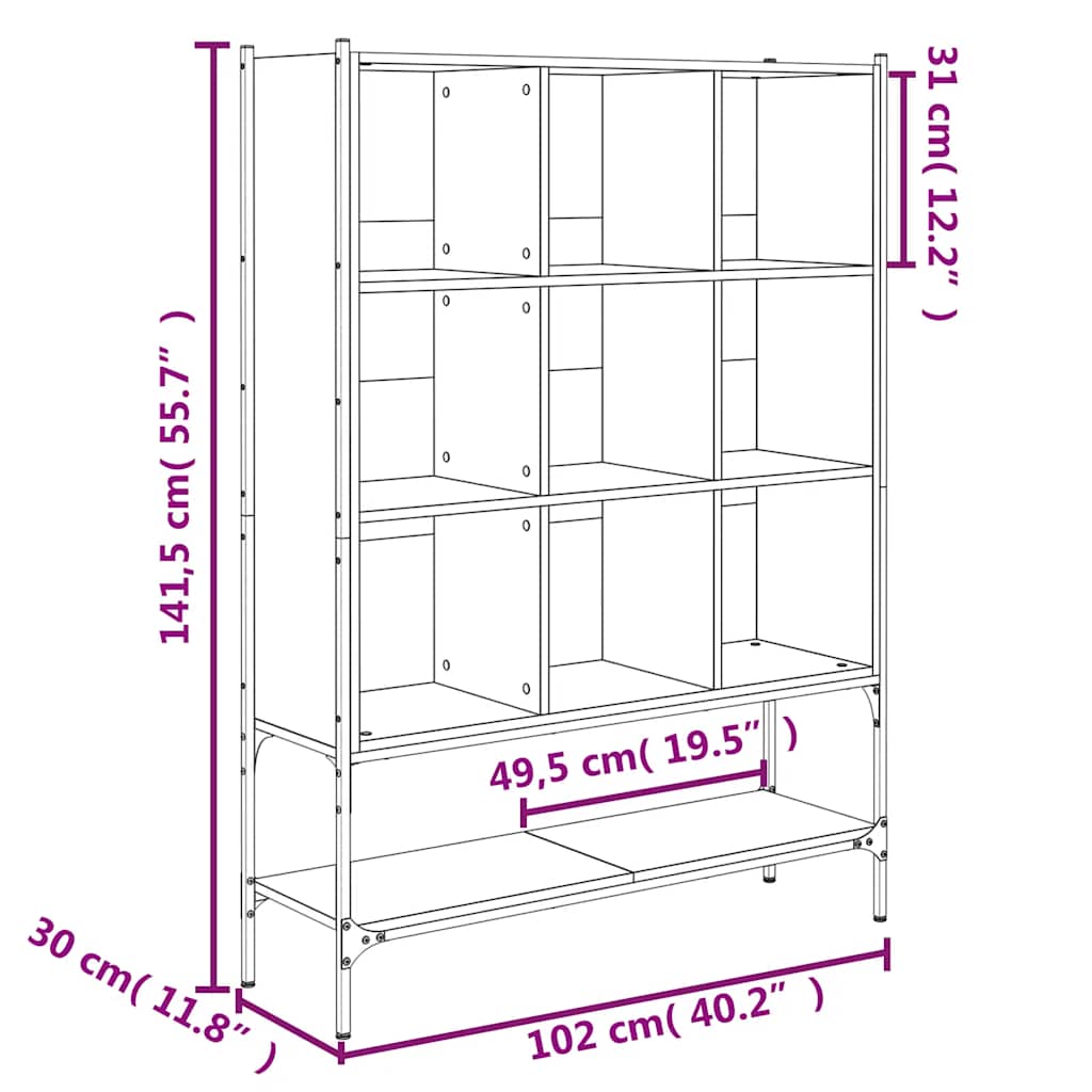 Bookcase | Black | Engineered wood, steel | Medium | Bookcase