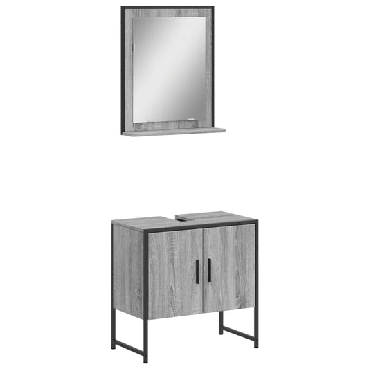 2 Piece Bathroom Cabinet Set Grey Sonoma Engineered Wood