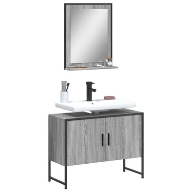 2 Piece Bathroom Cabinet Set Grey Sonoma Engineered Wood
