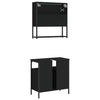 2 Piece Bathroom Furniture Set Black Engineered Wood