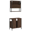 2 Piece Bathroom Furniture Set Brown Oak Engineered Wood