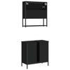2 Piece Bathroom Furniture Set Black Engineered Wood
