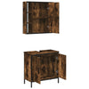2 Piece Bathroom Furniture Set Smoked Oak Engineered Wood