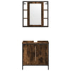 2 Piece Bathroom Furniture Set Smoked Oak Engineered Wood