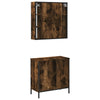 2 Piece Bathroom Furniture Set Smoked Oak Engineered Wood