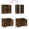 2 Piece Bathroom Furniture Set Smoked Oak Engineered Wood