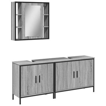 3 Piece Bathroom Cabinet Set Grey Sonoma Engineered Wood