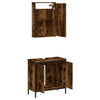 2 Piece Bathroom Furniture Set Smoked Oak Engineered Wood