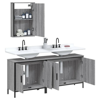 3 Piece Bathroom Furniture Set Grey Sonoma Engineered Wood