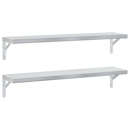 Wall Shelves 2 pcs 100x23.5 cm Silver Stainless Steel