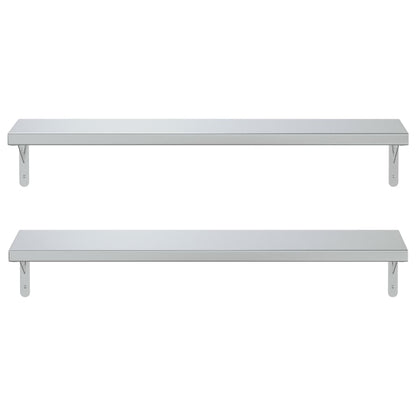 Wall Shelves 2 pcs 100x23.5 cm Silver Stainless Steel