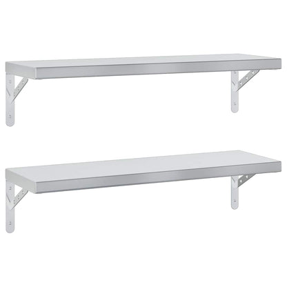 Wall Shelves 2 pcs 75x23.5 cm Silver Stainless Steel