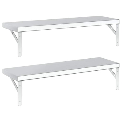 Wall Shelves 2 pcs 75x23.5 cm Silver Stainless Steel