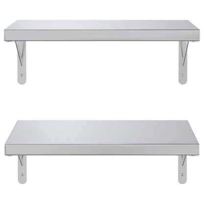 Wall Shelves 2 pcs 50x30 cm Silver Stainless Steel
