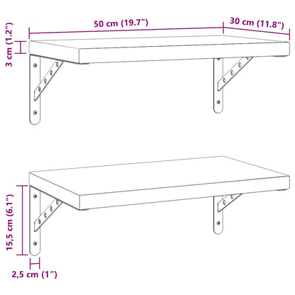 Wall Shelves 2 pcs 50x30 cm Silver Stainless Steel