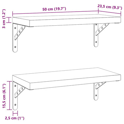 Wall Shelves 2 pcs 50x23.5 cm Silver Stainless Steel