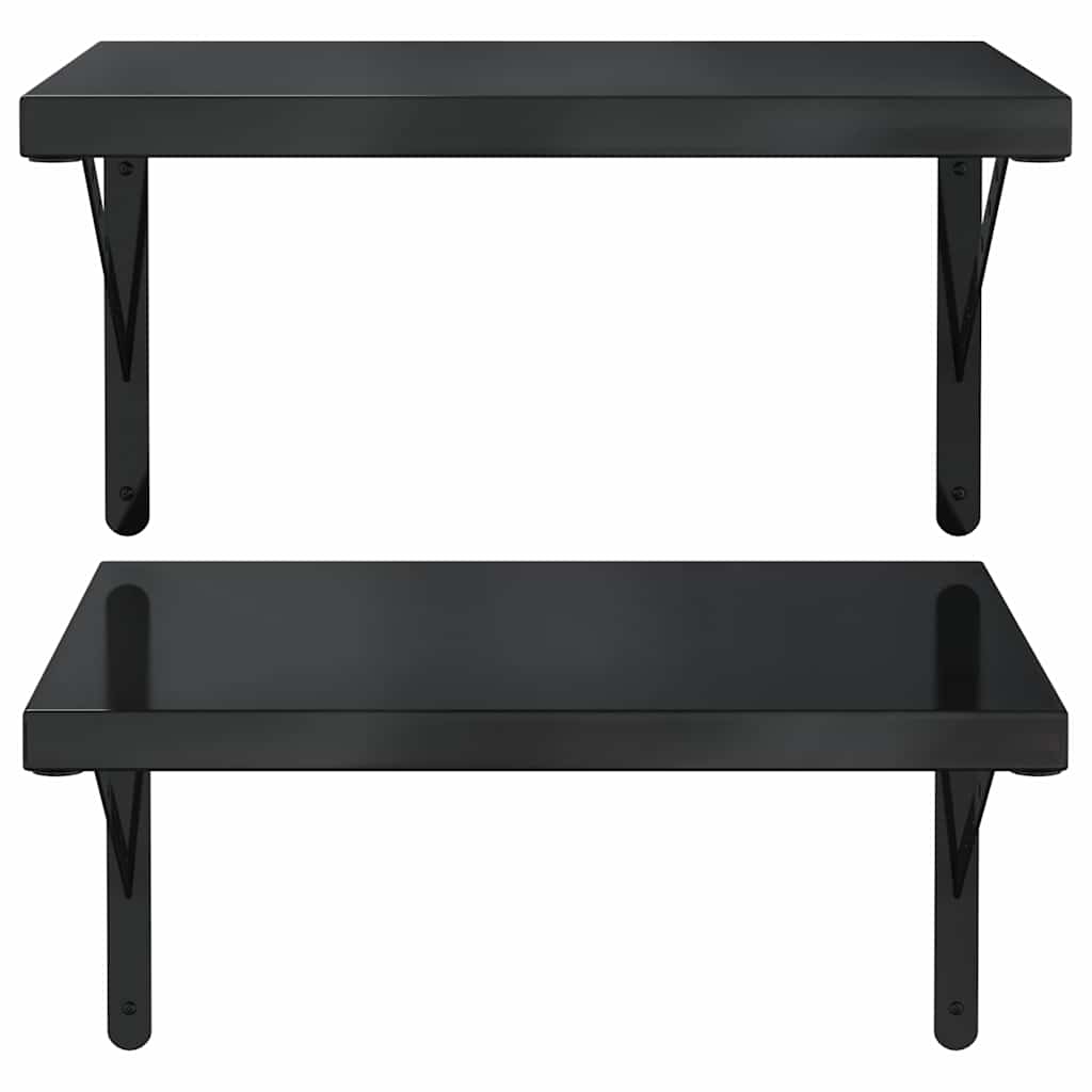 Wall Shelves 2 pcs 50x40 cm Black Stainless Steel