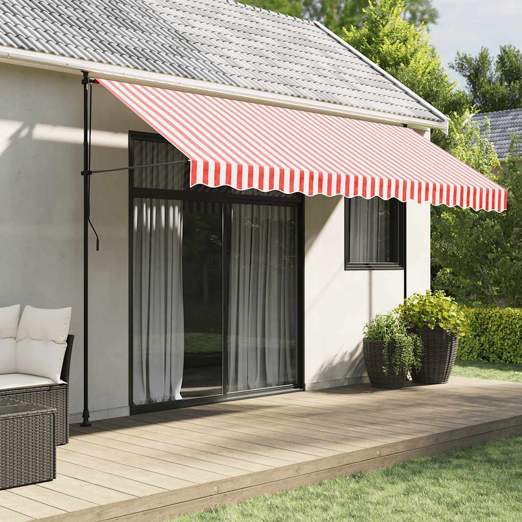 Awning Replacement Fabric Red and White 4x3.5 m Polyester