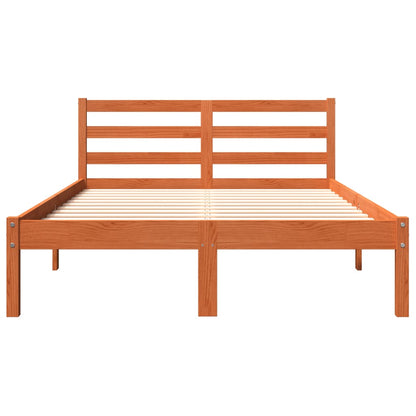 Bed Frame without Mattress Wax Brown 150x200 cm King Size Solid Wood Pine