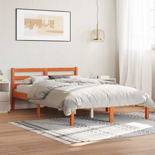Bed Frame | Wax brown | Solid pine wood, Plywood | King Size | Durable