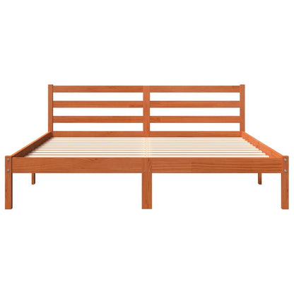 Bed Frame | Wax Brown | Solid Pine Wood, Plywood | Double | Modern